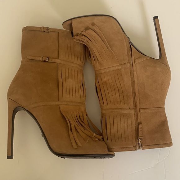 Suede Gucci Peep Toe Booties